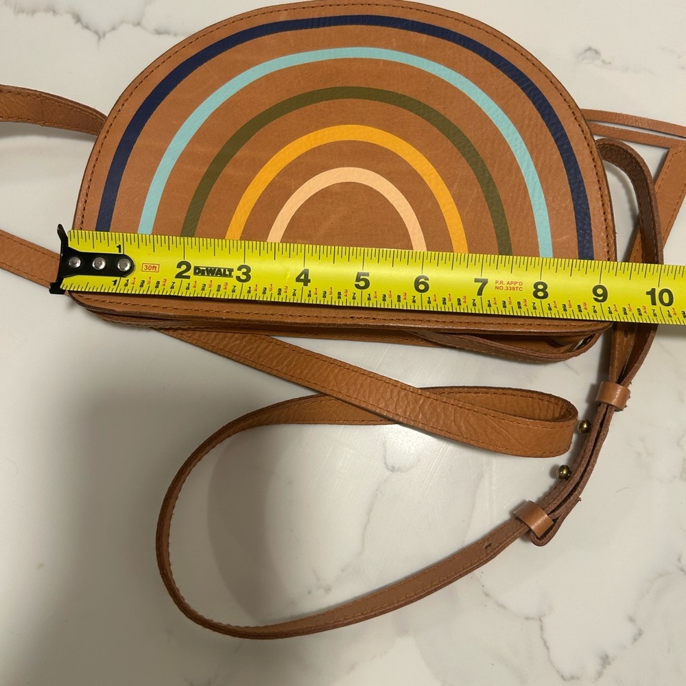 Madewell The Simple Half-Moon Rainbow Leather Crossbody Bag Purse Brown Boho - Picture 6 of 8